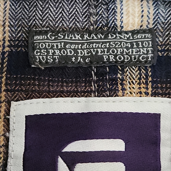 G-STAR RAW Plaid Denim Patch western cowboy Shirt brown blue xxl - Picture 7 of 15